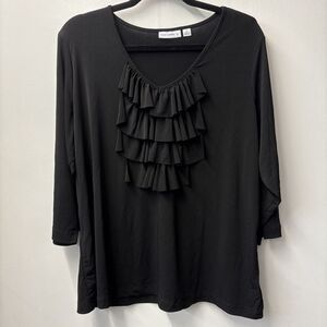 Susan Graver Plus Size Sz 1X Super Stretchy 3/4 Sleeve Business Blouse Shirt Top